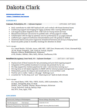 preview of my resume